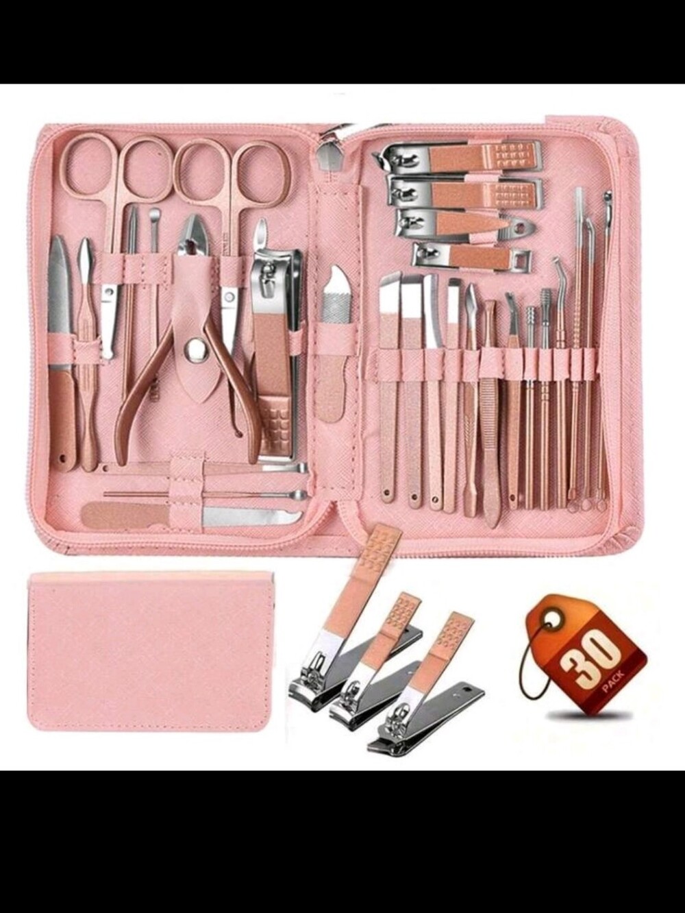 30-Piece Pink Manicure & Pedicure Grooming Kit